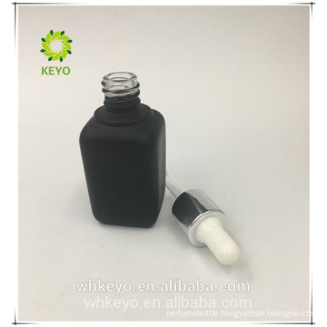 30ml rectangular shape dropper black matte glass bottle for packaging